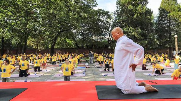 Chinese yoga enthusiasts take part in Indian Embassy's International Yoga Day celebration