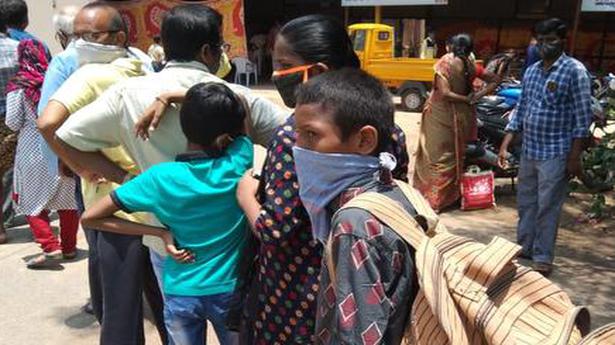 Children queue up for COVID tests at Anantapur GGH