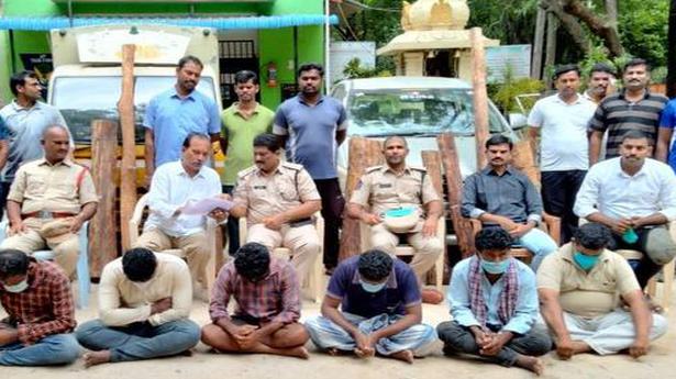 6 T.N. red sanders operatives nabbed, 11 logs seized