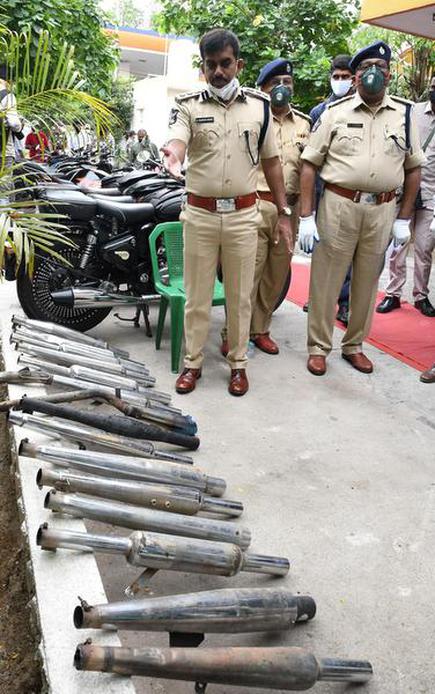 Motorcycles With Modified Silencers Seized In Tirupati The Hindu