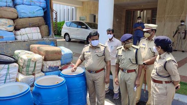 3,350 kg ganja seized in East Godavari, 4 including 2 from U.P. held
