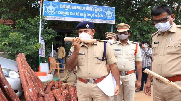 Red sanders worth ₹75 lakh seized, two Tamil Nadu men held