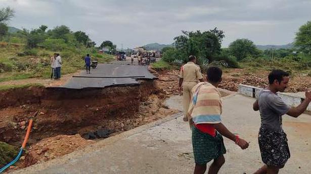 Two die as heavy rain lashes Kadiri, Talupula mandals; Car gets washed away at a causeway