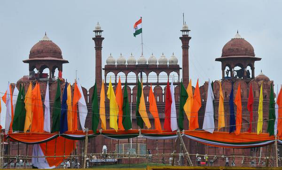 Red Fort on the eve of 74th Independence Day celebration in New Delhi.