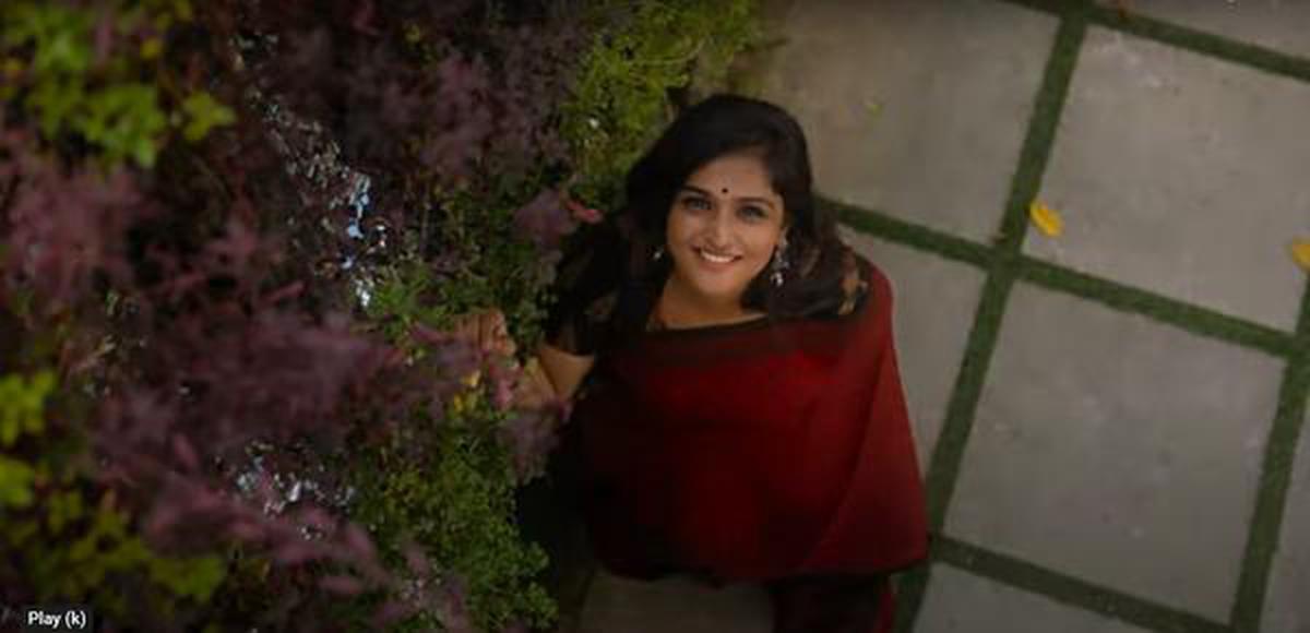 Ramya Nambessan in a still from the video of the cover song ‘Konji pesida’