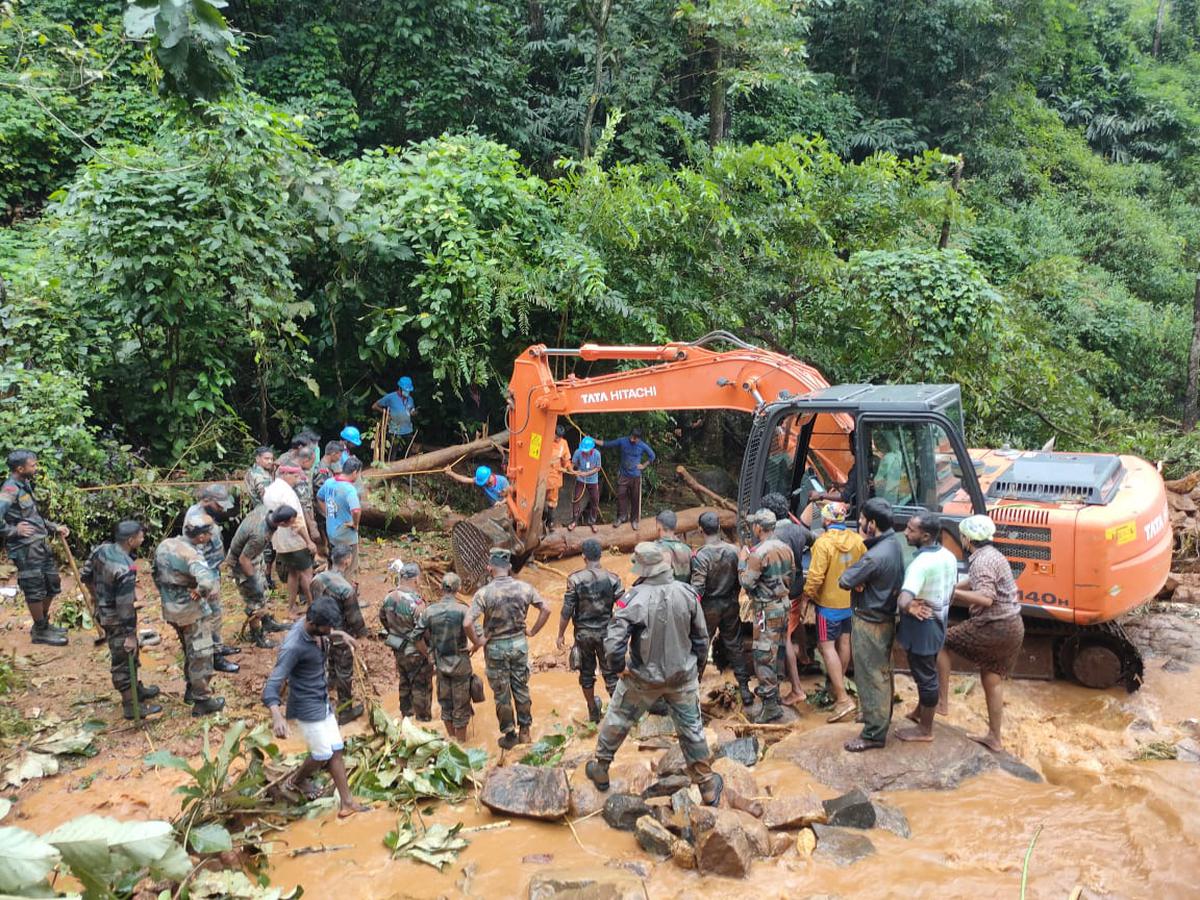A rescue operation in progress after a major landslide was reported from Koottickal, Kottayam on Sunday, October 17, 2021