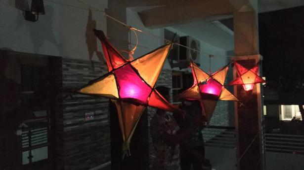 Art of making homemade star-shaped lanterns for Christmas on revival mode in Kerala