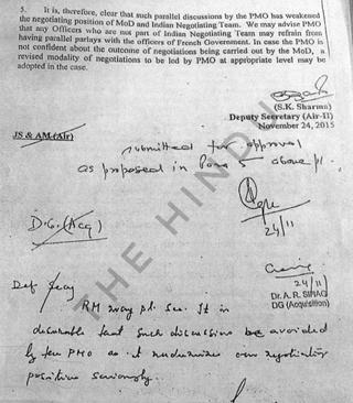 The Defence Ministry's internal note dated November 24, 2015, in facsimile