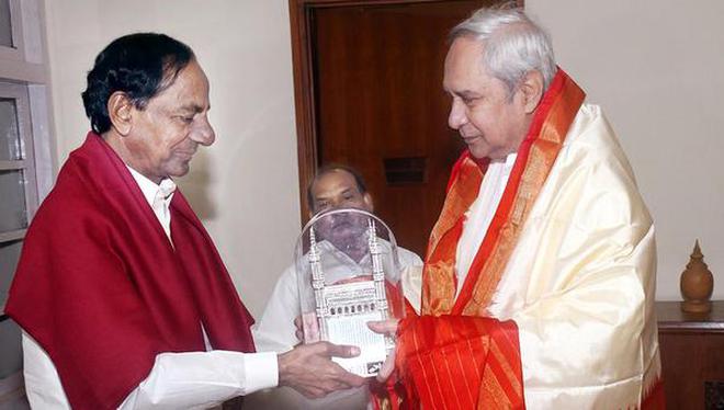 Image result for Telangana Chief Minister K. Chandrasekhar Rao with Odisha CM Naveen Patnaik