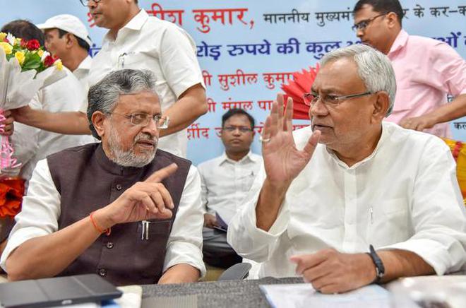 Bihar Chief Minister Nitish Kumar and his deputy Sushil Kumar Modi in Patna on May 28, 2018.