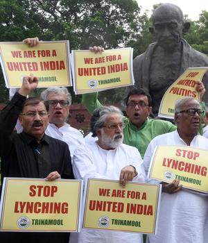 All India Trinamool Congress MPs protesting against mob lynching.