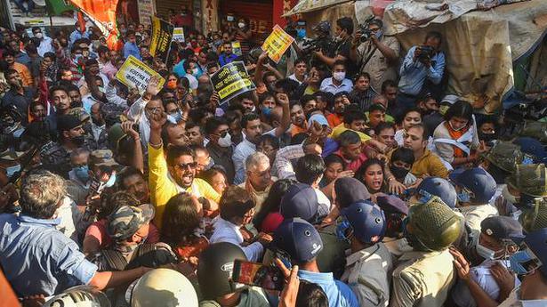 BJP supporters clash with police in Kolkata while demanding VAT cut on petrol, diesel