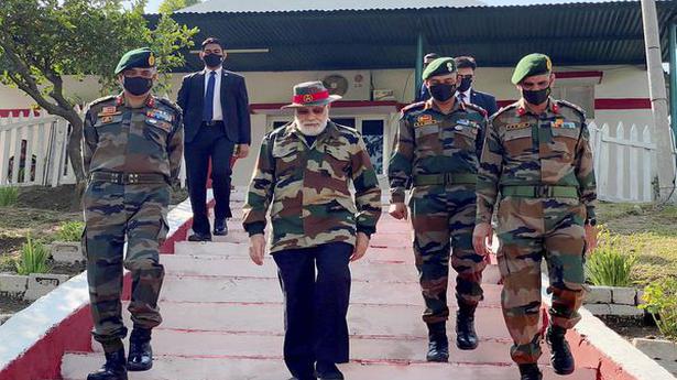 PM Modi at Army post in J&K's Nowshera sector on Deepavali