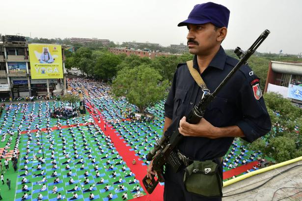 A yoga session in Chandigarh on June 21, 2018.