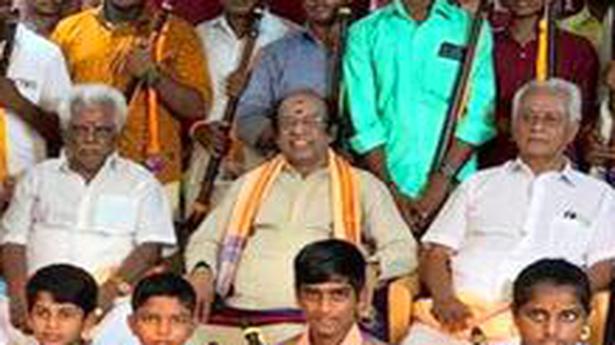 Students get free nagaswarams to mark Karukurichi Arunachalam’s centenary