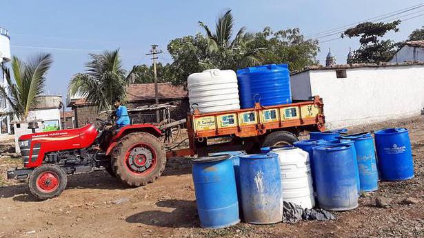 Tractors laden with huge water drums their only hope - The Hindu