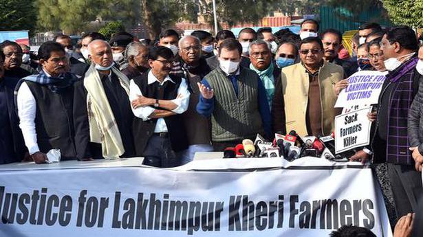 Opposition hold march demanding Ajay Mishra’s ouster