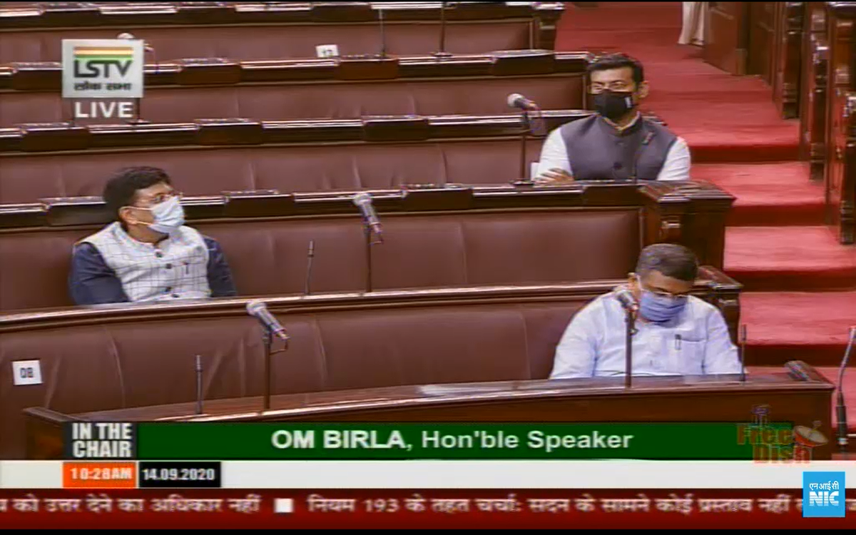Lok Sabha MPs seated in Rajya Sabha during the session, as per new seating arrangement.