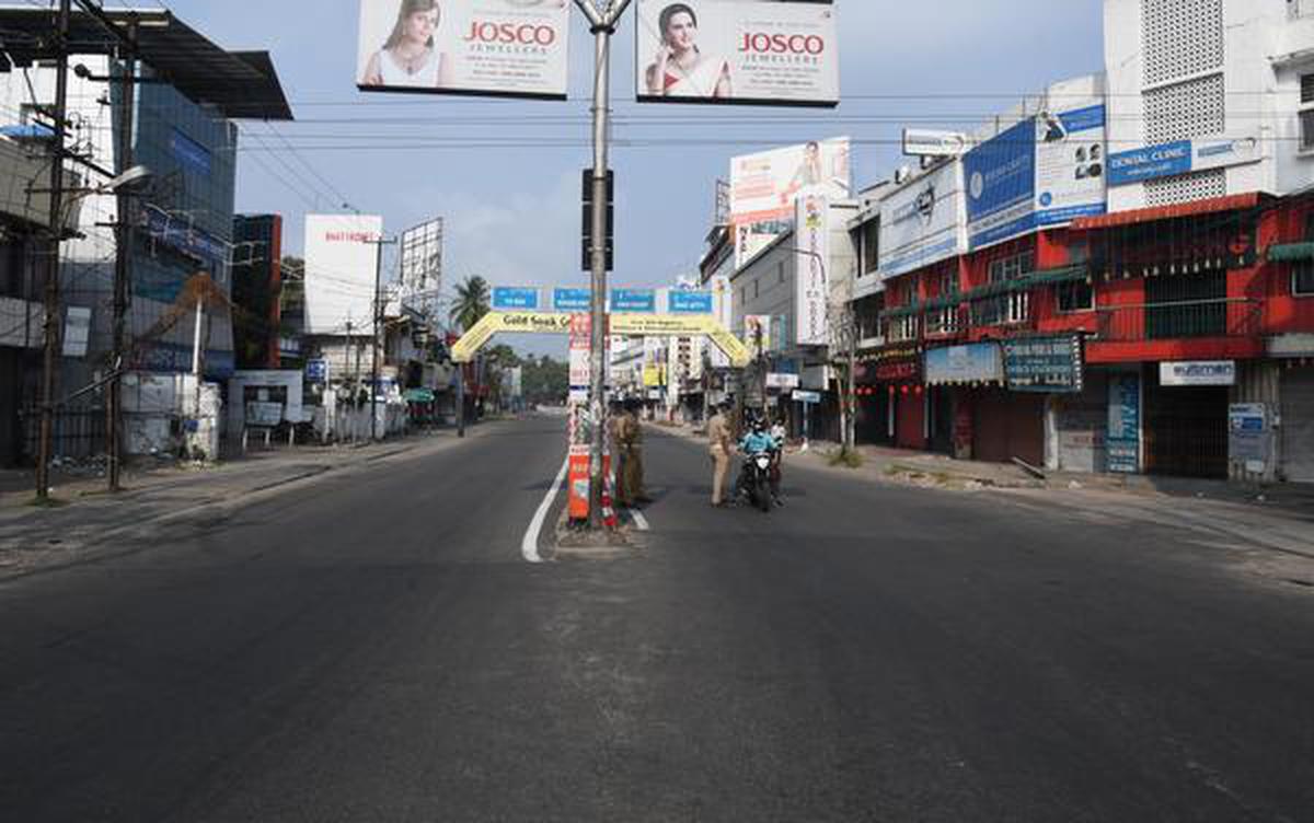 A deserted Banrji Road in Kochi, Kerala.
