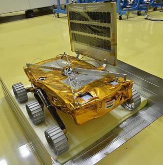The engineering model of the rover of Chandrayaan-2.