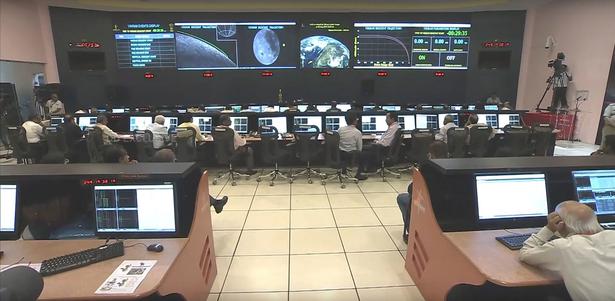 Scientists and engineers at ISROâ€™s Mission Operations Complex near Bengaluru on September 7, 2019. Photo: YouTube/ISRO Official
