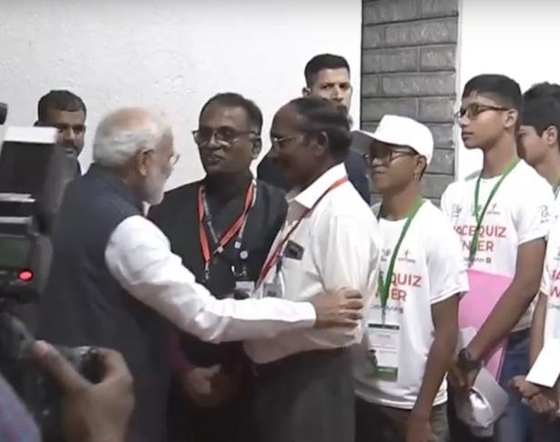 Prime Minister Narendra Modi speaks to ISRO chief K. Sivan after the latter announced that communication with Chandrayaan 2â€™s Vikram Lander was lost. Photo: YouTube/ISRO Official