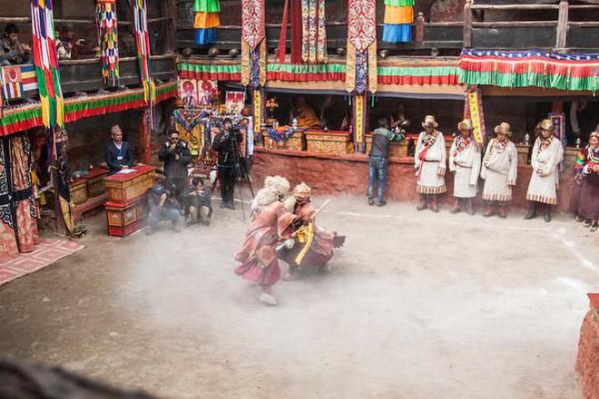 A Cham dance performance at Rinchenling monastery.