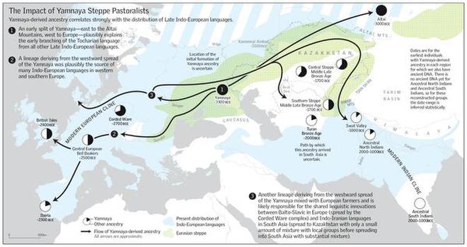 A map of Steppe migrations, from the paper in ‘Science’.