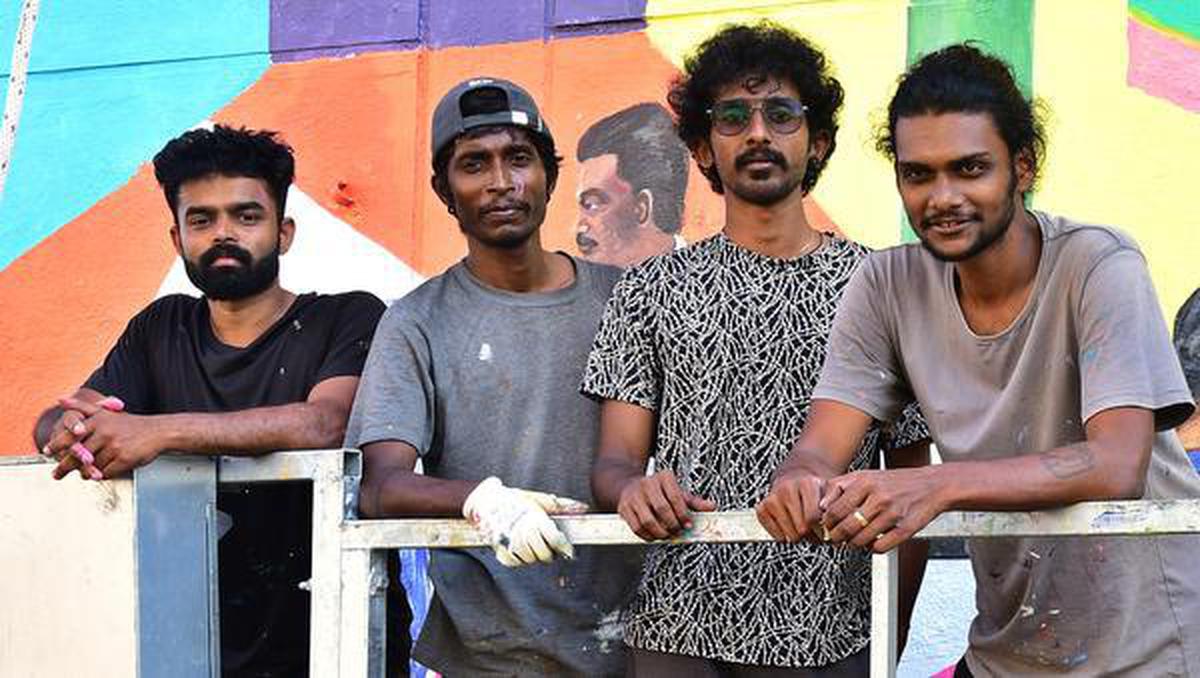 Artists Arjun Gopi, Pranav Prabhakar, Jinil Manikandan, and Sijoy Paulose from Trespassers collective