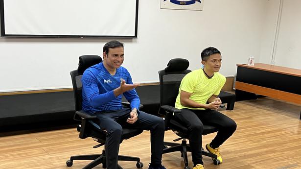 National football captain Sunil Chhetri interacts with North East cricketers at NCA