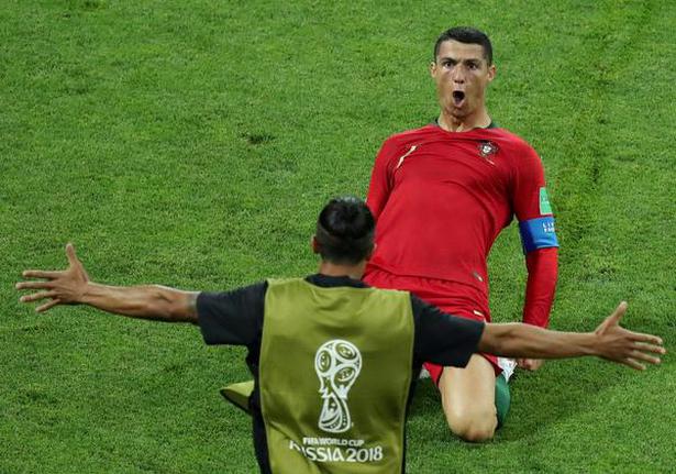 Portugal’s Cristiano Ronaldo celebrates during the FIFA World Cup 2018 match against Spain.