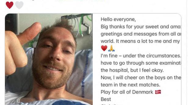 Christian Eriksen sends public thank you message from hospital