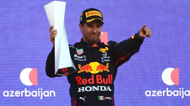 Sergio Perez wins Azerbaijan GP after Verstappen crashes from lead
