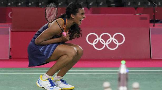 Tokyo Olympics | P.V. Sindhu storms into badminton semifinals with straight-game win over Yamaguchi